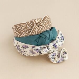 Stylish Headband Set Vintage Look Headbands Lot Of 3 Thick Floral Green Brown